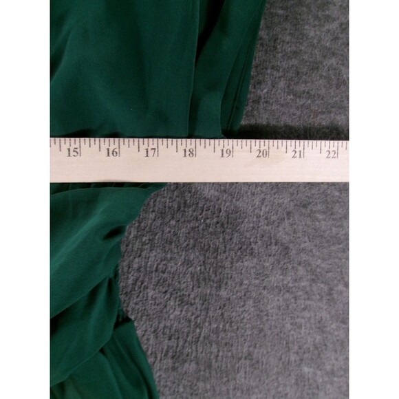 GOMORN Dress Women XL Green Wrap V Neck Smocked Waist Maxi Cap Sleeve Fit - Picture 3 of 11